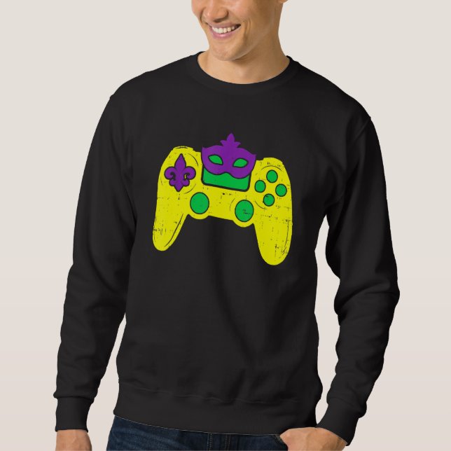 Video Game Controller Gamer E Sports Mardi Gras Ca Sweatshirt (Vorderseite)