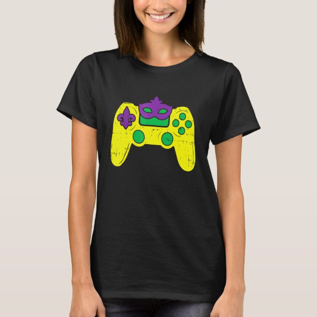 Video Game Controller Gamer E Sports Mardi Gras Ca T-Shirt (Vorderseite)