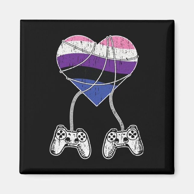 Video-Game-Controller Gender-Fluid-Pride Gaming LG Magnet (Vorne)