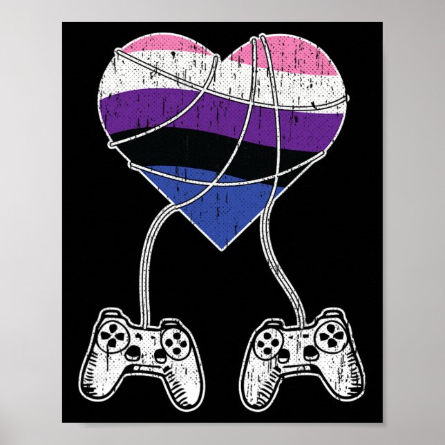 Video-Game-Controller Gender-Fluid-Pride Gaming LG Poster (Vorne)