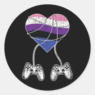 Video-Game-Controller Gender-Fluid-Pride Gaming LG Runder Aufkleber