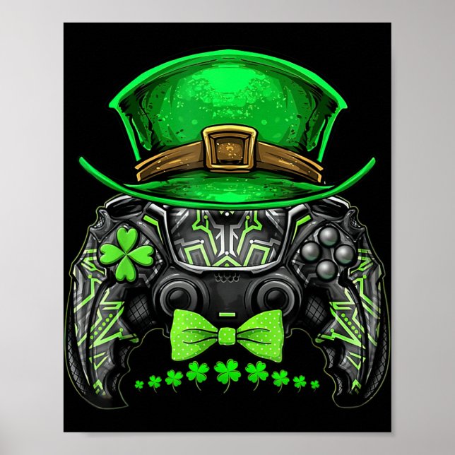 Video Game Controller Irish Gamer Boys St Patricks Poster (Vorne)