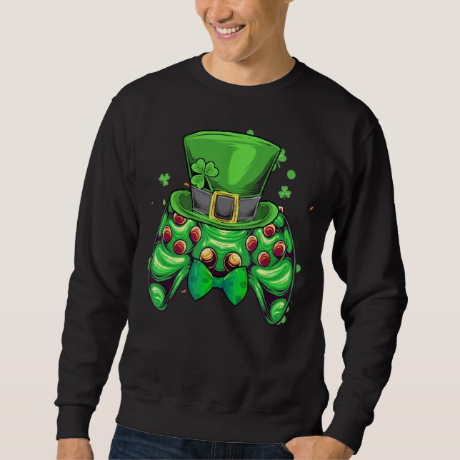 Video Game Controller Irish Gamer Boys St Patricks Sweatshirt (Vorderseite)