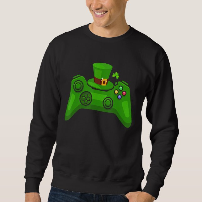 Video Game Controller Irish Gamer Boys St Patricks Sweatshirt (Vorderseite)