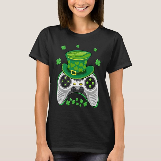 Video Game Controller Irish Gamer Boys St Patricks T-Shirt (Vorderseite)