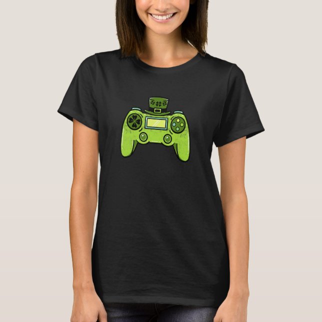 Video Game Controller Irish Gamer Boys St Patricks T-Shirt (Vorderseite)