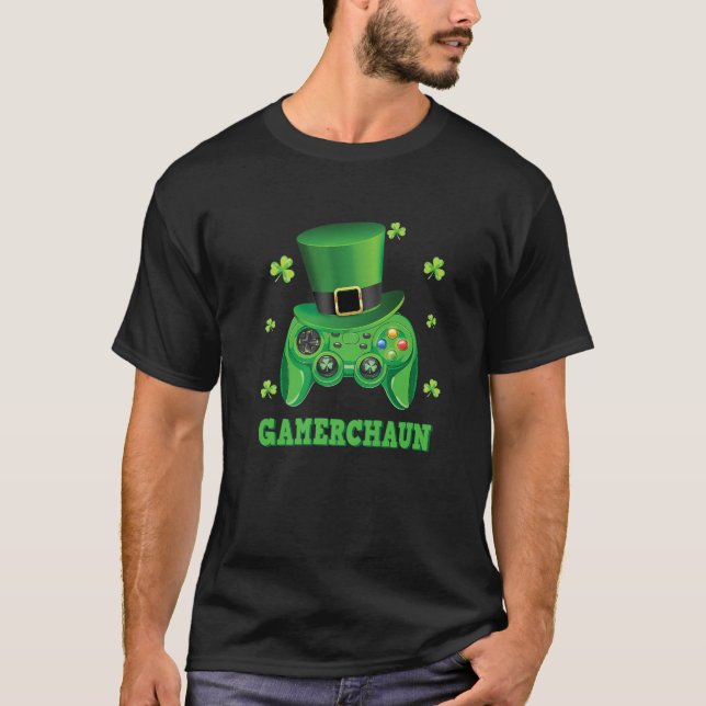 Video Game Controller Irish Gamer Boys St Patricks T-Shirt (Vorderseite)