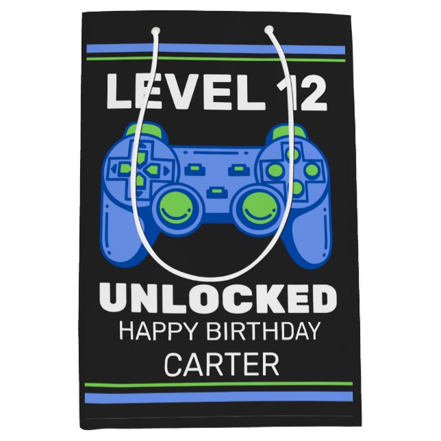Video Game Controller Kid's Birthday Personalisier Mittlere Geschenktüte (Vorderseite)
