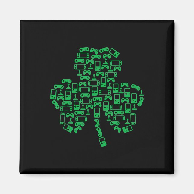 Video Game Controller Kleeblatt Irish Gamer St Pat Magnet (Vorne)