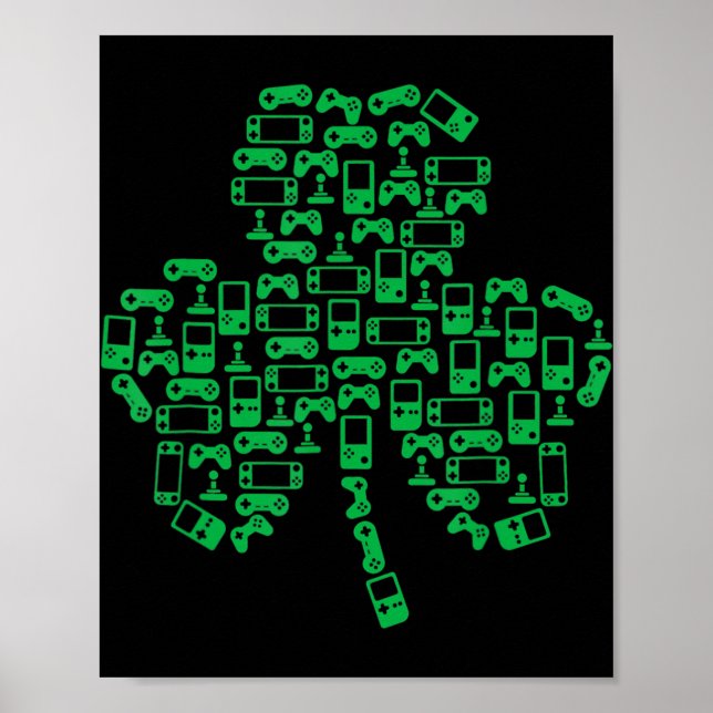 Video Game Controller Kleeblatt Irish Gamer St Pat Poster (Vorne)