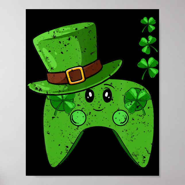 Video-Game-Controller-Kleeblatt St Patricks Day Ga Poster (Vorne)