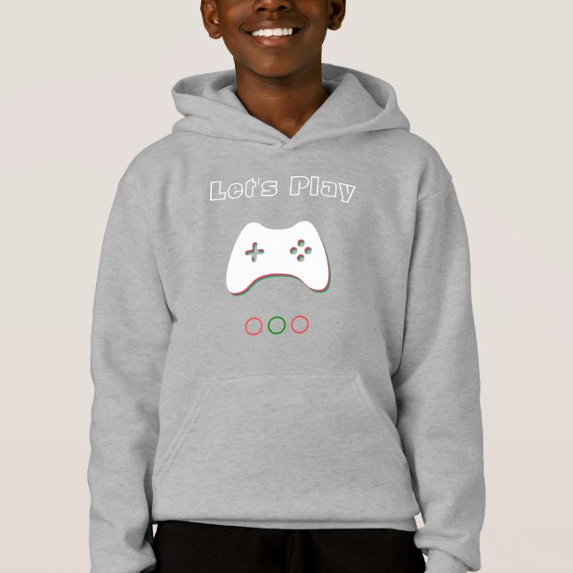 Video Game Controller, Let's Play, Red & Green Art Hoodie (Vorderseite)