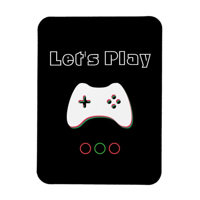 Video Game Controller, Let's Play, Red & Green Art Magnet (Vertikal)