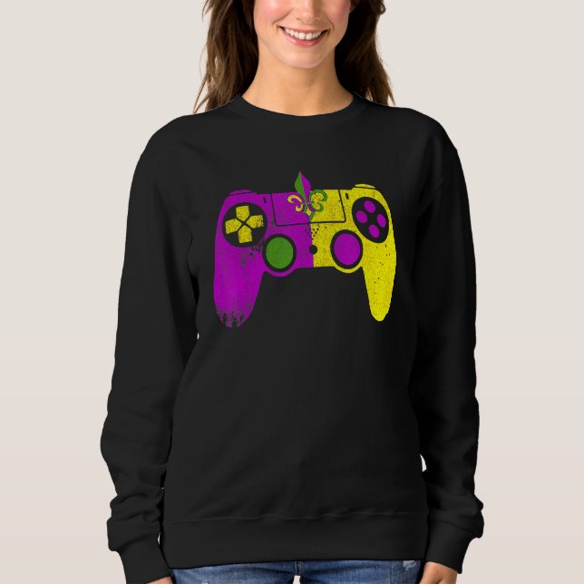 Video Game Controller Mardi Gras Carnival Mask Fle Sweatshirt (Vorderseite)