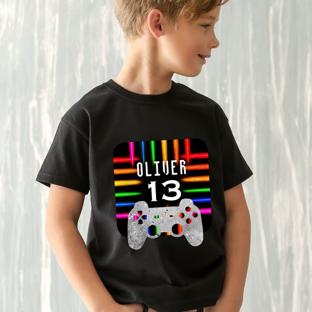 Video Game Controller Neon Birthday Gast of Honour T-Shirt (Von Creator hochgeladen)