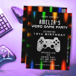 Video Game Controller Neon Gaming Geburtstagskarte Postkarte