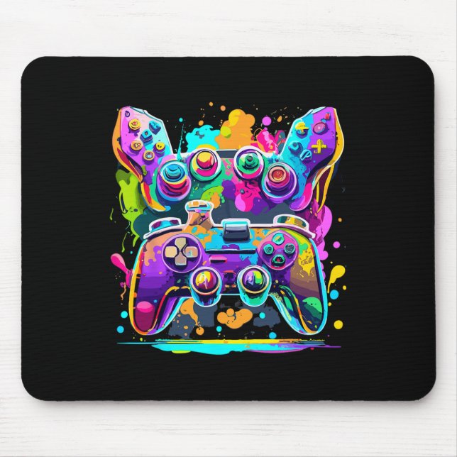 Video Game Controller Paint Tropfen Farbige Gamer  Mousepad (Vorne)