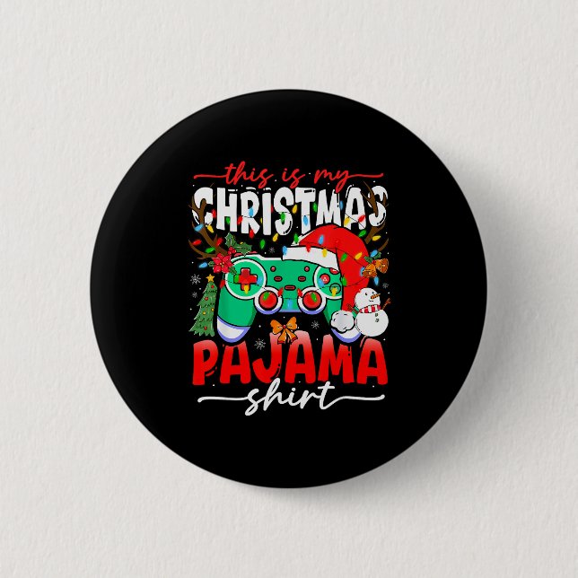 Video Game Controller This Is My Christmas Pajama  Button (Vorderseite)