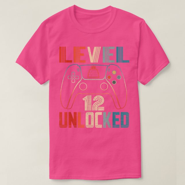 Video Game Controller Unlocked Level 12 Birthday B T-Shirt (Design vorne)
