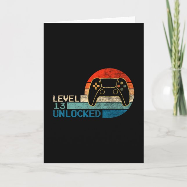 Video Game Controller Unlocked Level 13 Birthday B Karte (Vorderseite)