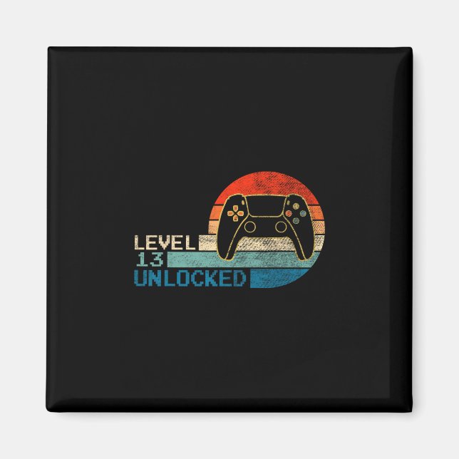 Video Game Controller Unlocked Level 13 Birthday B Magnet (Vorne)