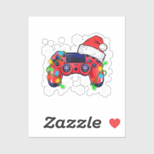 Video Game Controller Weihnachten Santa Hut Gamer  Aufkleber