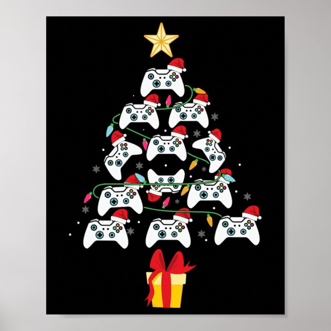 Video Game Controller Weihnachten Weihnachtsbaum W Poster (Vorne)