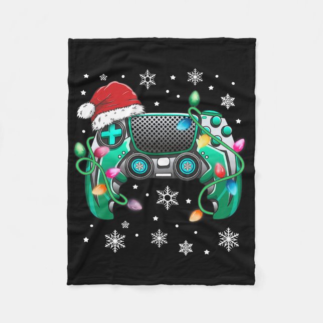 Video Game Controller Weihnachts-Weihnachtsmannmüt Fleecedecke (Vorderseite)