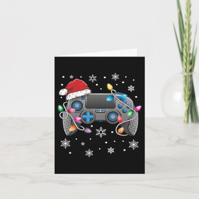 Video Game Controller Weihnachts-Weihnachtsmannmüt Karte (Vorderseite)