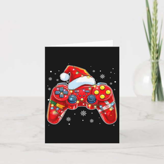 Video Game Controller Weihnachts-Weihnachtsmannmüt Karte (Vorderseite)