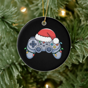 Video Game Controller Weihnachts-Weihnachtsmannmüt Keramik Ornament