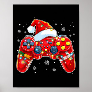 Video Game Controller Weihnachts-Weihnachtsmannmüt Poster