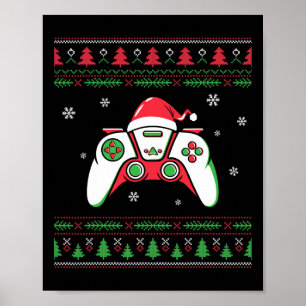 Video Game Controller Weihnachts-Weihnachtsmannmüt Poster