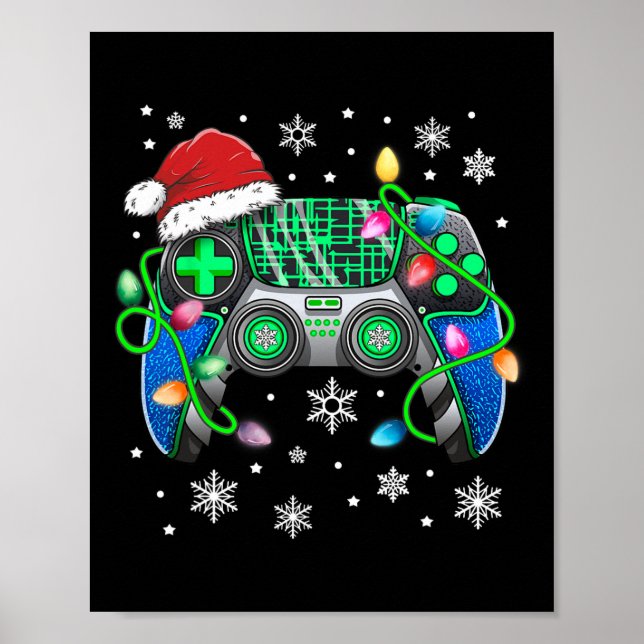 Video Game Controller Weihnachts-Weihnachtsmannmüt Poster (Vorne)