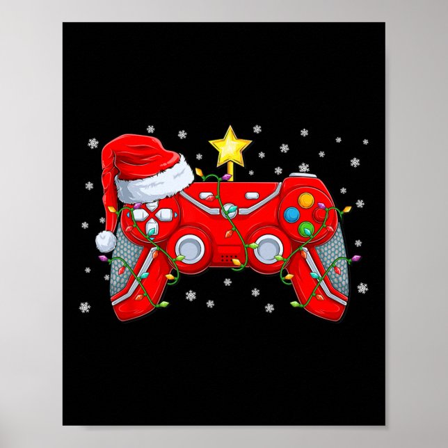 Video Game Controller Weihnachts-Weihnachtsmannmüt Poster (Vorne)