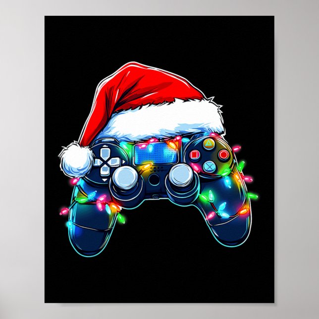 Video Game Controller Weihnachts-Weihnachtsmannmüt Poster (Vorne)