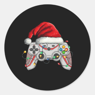 Video Game Controller Weihnachts-Weihnachtsmannmüt Runder Aufkleber