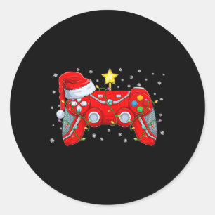 Video Game Controller Weihnachts-Weihnachtsmannmüt Runder Aufkleber