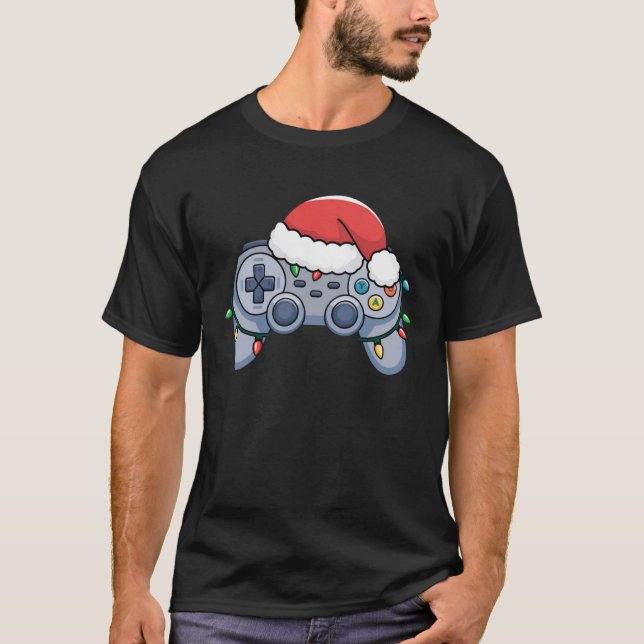 Video Game Controller Weihnachts-Weihnachtsmannmüt T-Shirt (Vorderseite)