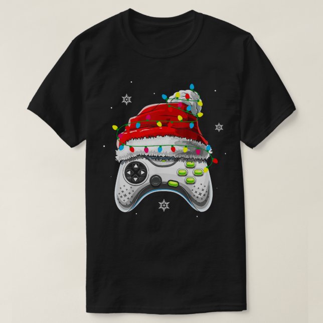 Video Game Controller Weihnachts-Weihnachtsmannmüt T-Shirt (Design vorne)