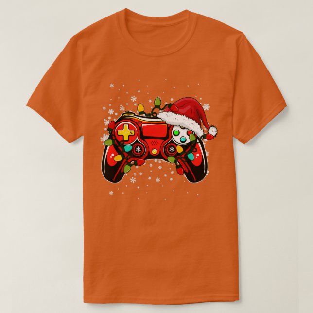 Video Game Controller Weihnachts-Weihnachtsmannmüt T-Shirt (Design vorne)