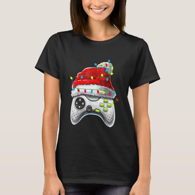 Video Game Controller Weihnachts-Weihnachtsmannmüt T-Shirt (Vorderseite)