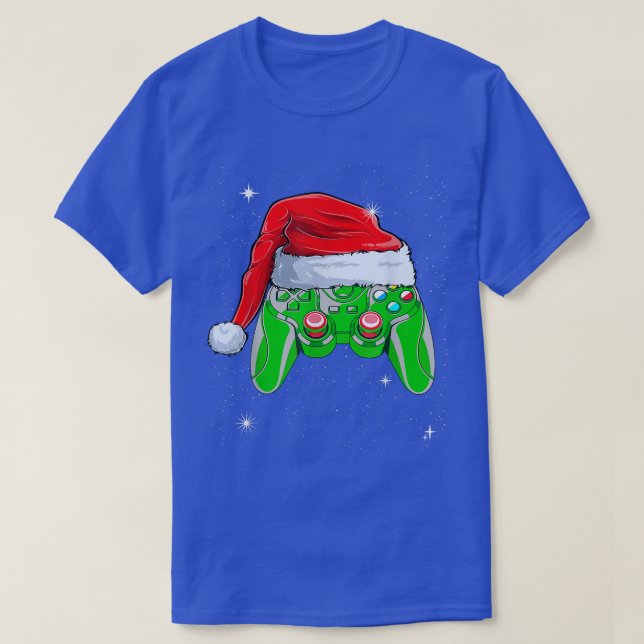 Video Game Controller Weihnachts-Weihnachtsmannmüt T-Shirt (Design vorne)