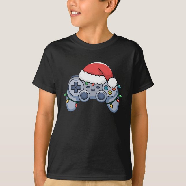 Video Game Controller Weihnachts-Weihnachtsmannmüt T-Shirt (Vorderseite)