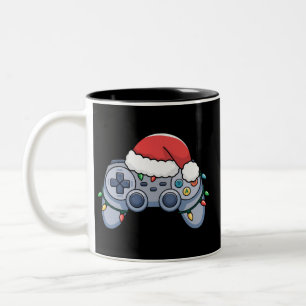 Video Game Controller Weihnachts-Weihnachtsmannmüt Zweifarbige Tasse