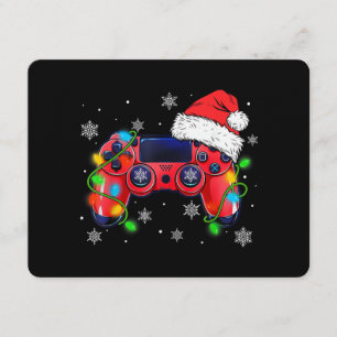 Video Game Controller Weihnachtsmann Mütze Gamer B Einladung