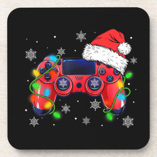 Video Game Controller Weihnachtsmann Mütze Gamer B Getränkeuntersetzer