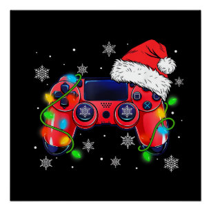 Video Game Controller Weihnachtsmann Mütze Gamer B Poster