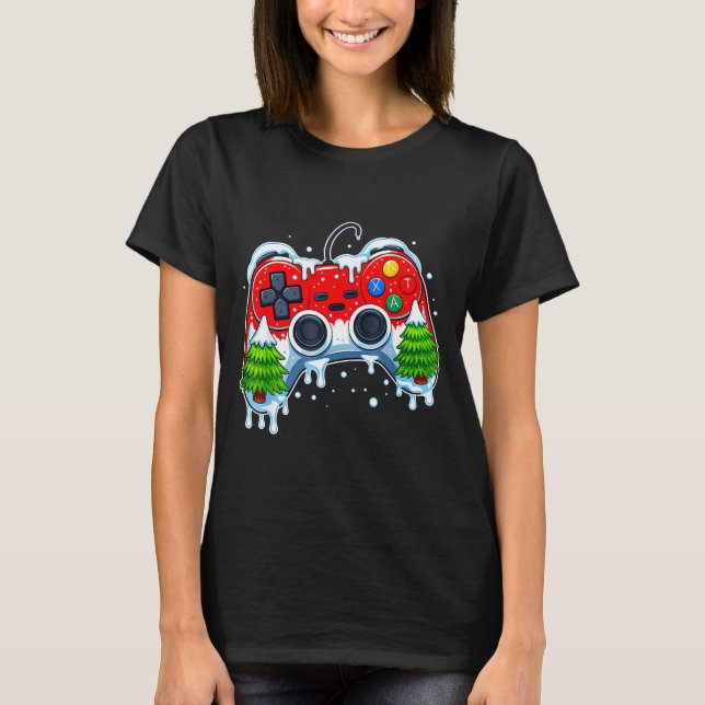 Video Game Controller Weihnachtsmann Mütze Gamer B T-Shirt (Vorderseite)