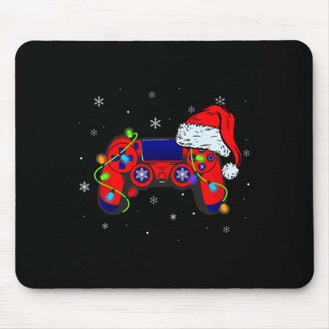 Video Game Controller Weihnachtsmannmütze Christma Mousepad (Vorne)